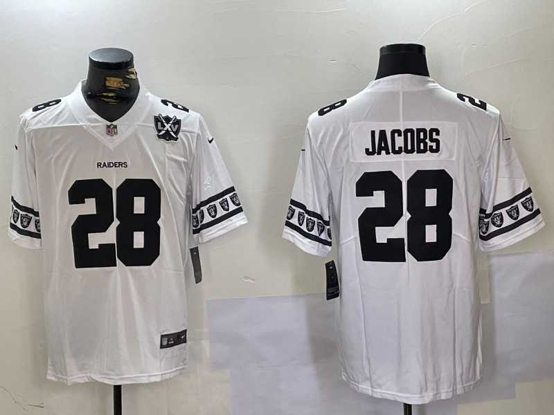 Mens Las Vegas Raiders #28 Josh Jacobs White Limited Stitched Jersey Dzhi